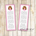 Bookmarks pink princess baby shower favors printable template