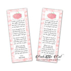 Pumpkin bookmarks pink baby shower favors printable or printed – Pink ...