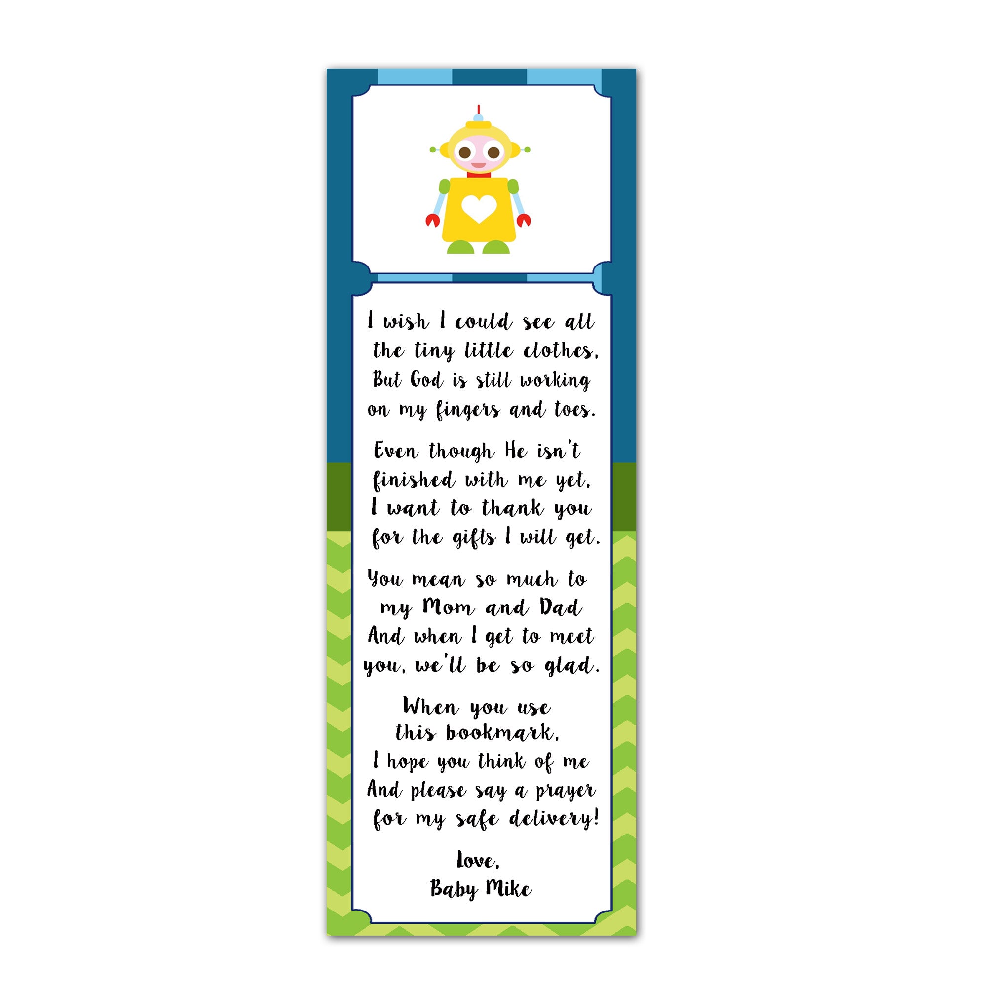 25 Bookmarks Robot Baby Boy Shower Favors