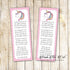 Unicorn baby shower bookmarks rainbow pink printable personalized