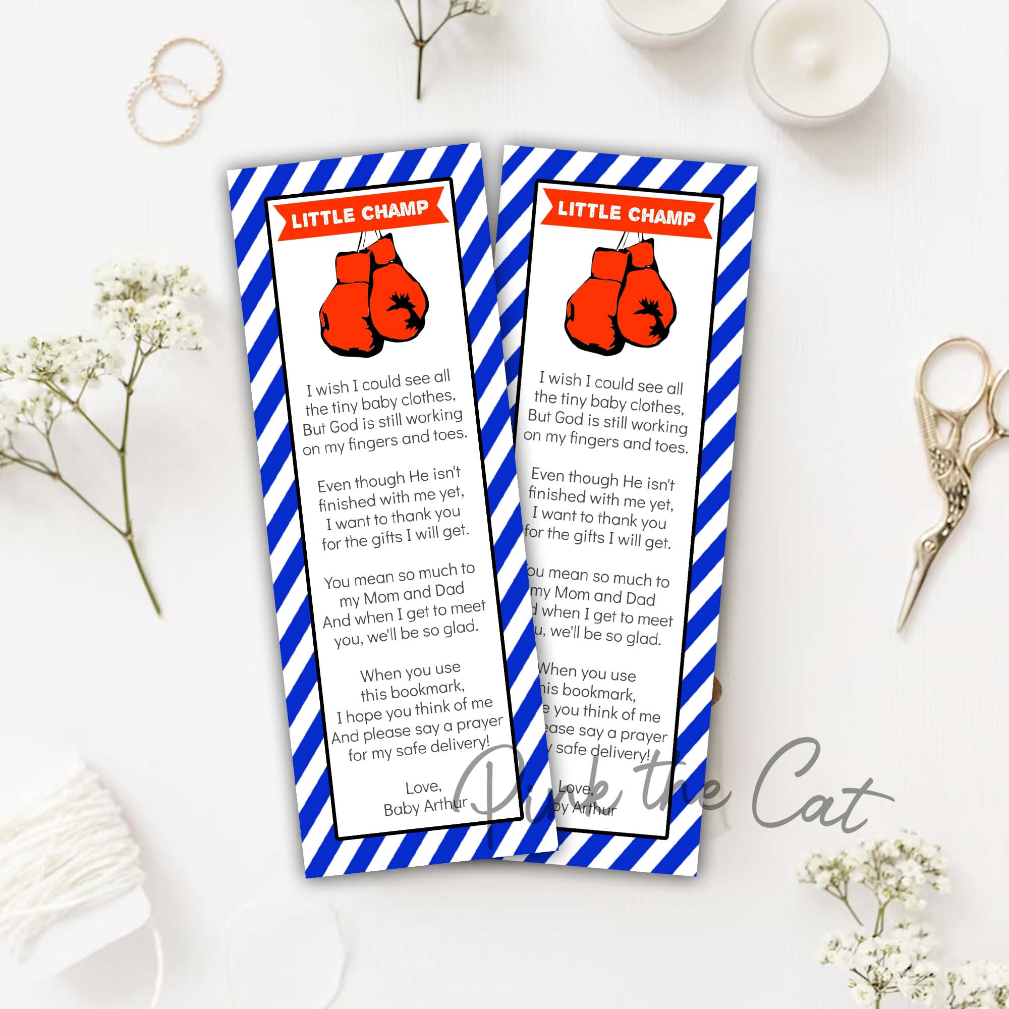 30 Boxing card stock bookmarks red blue