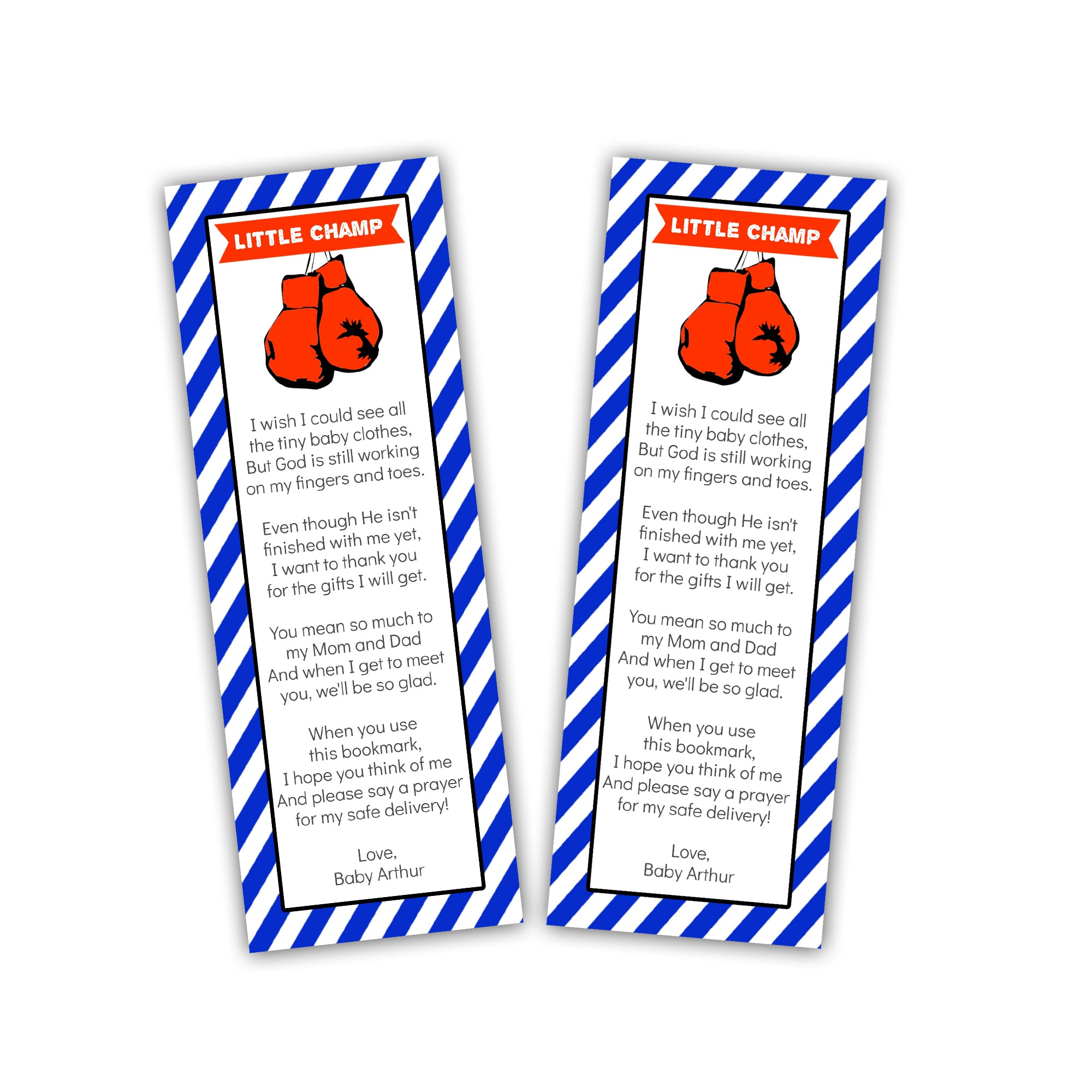 30 Boxing card stock bookmarks red blue