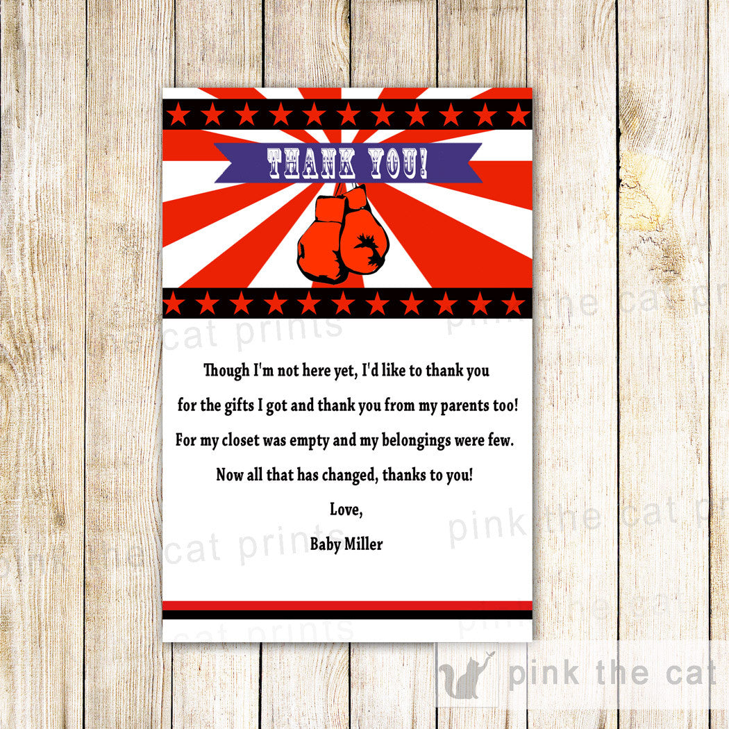 boxing thank you card red