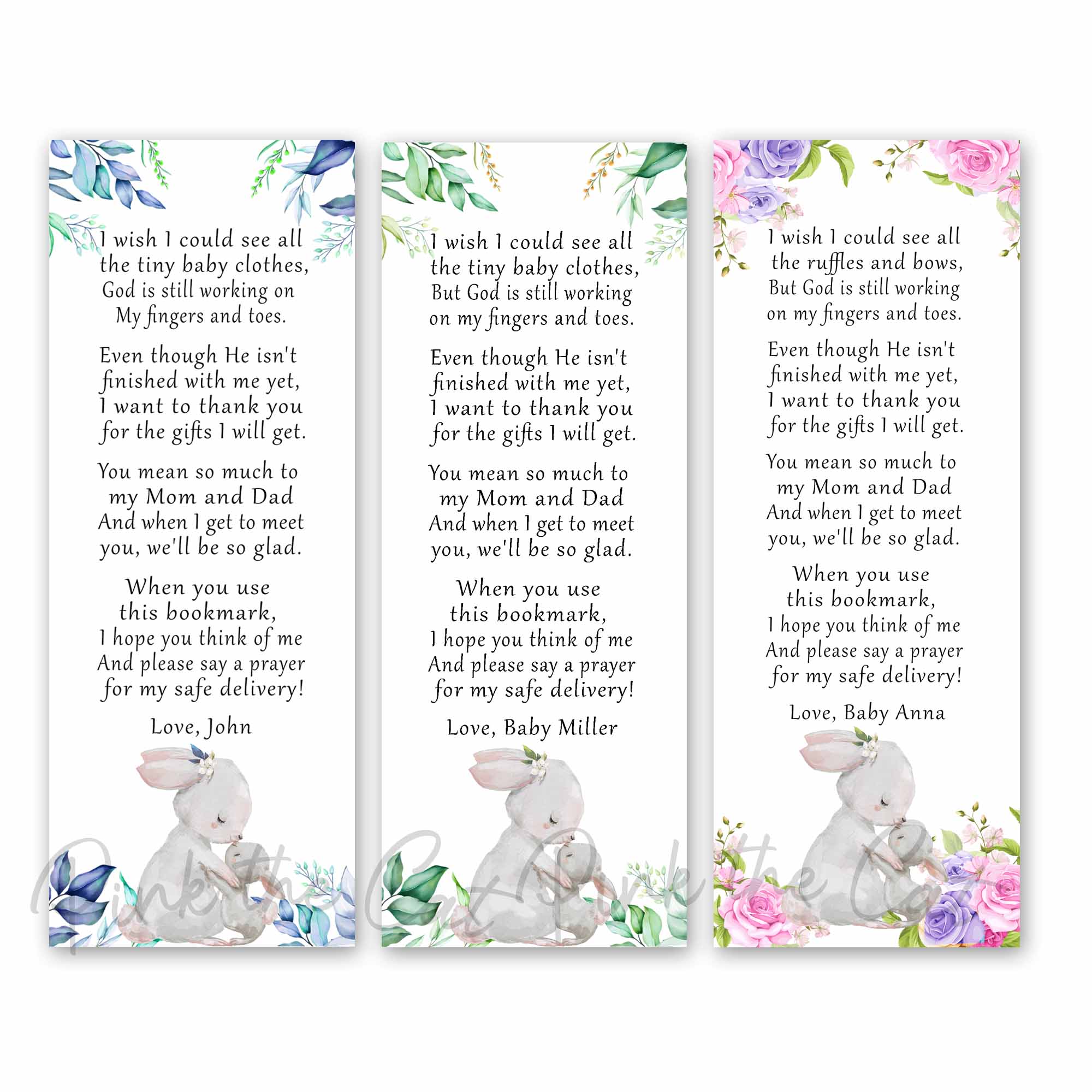 Bunny bookmarks for baby shower