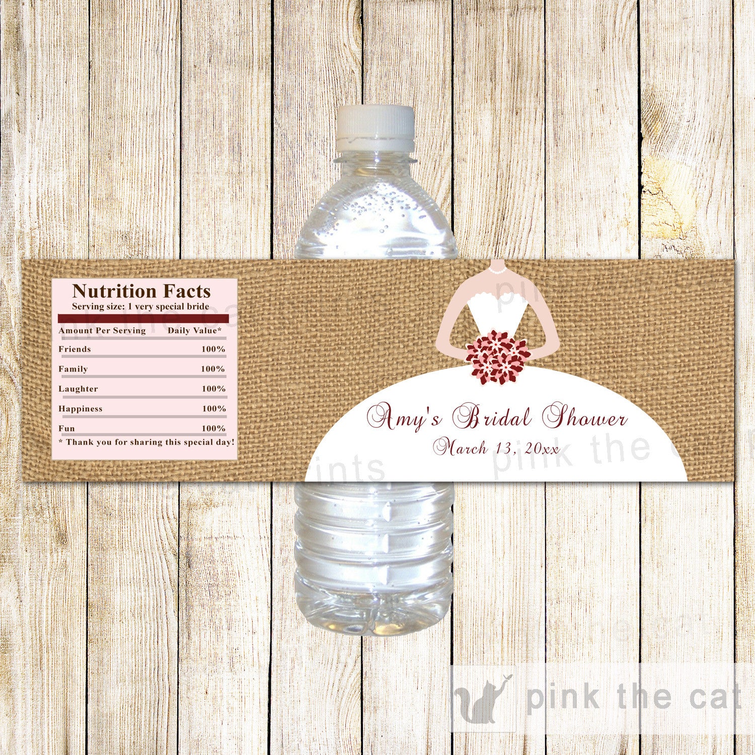 rustica bridal shower bottle label
