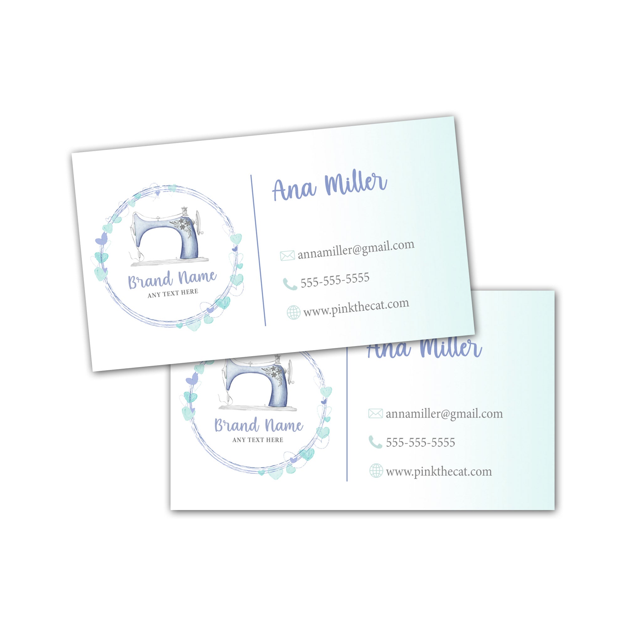 Premade hearts sewing business card