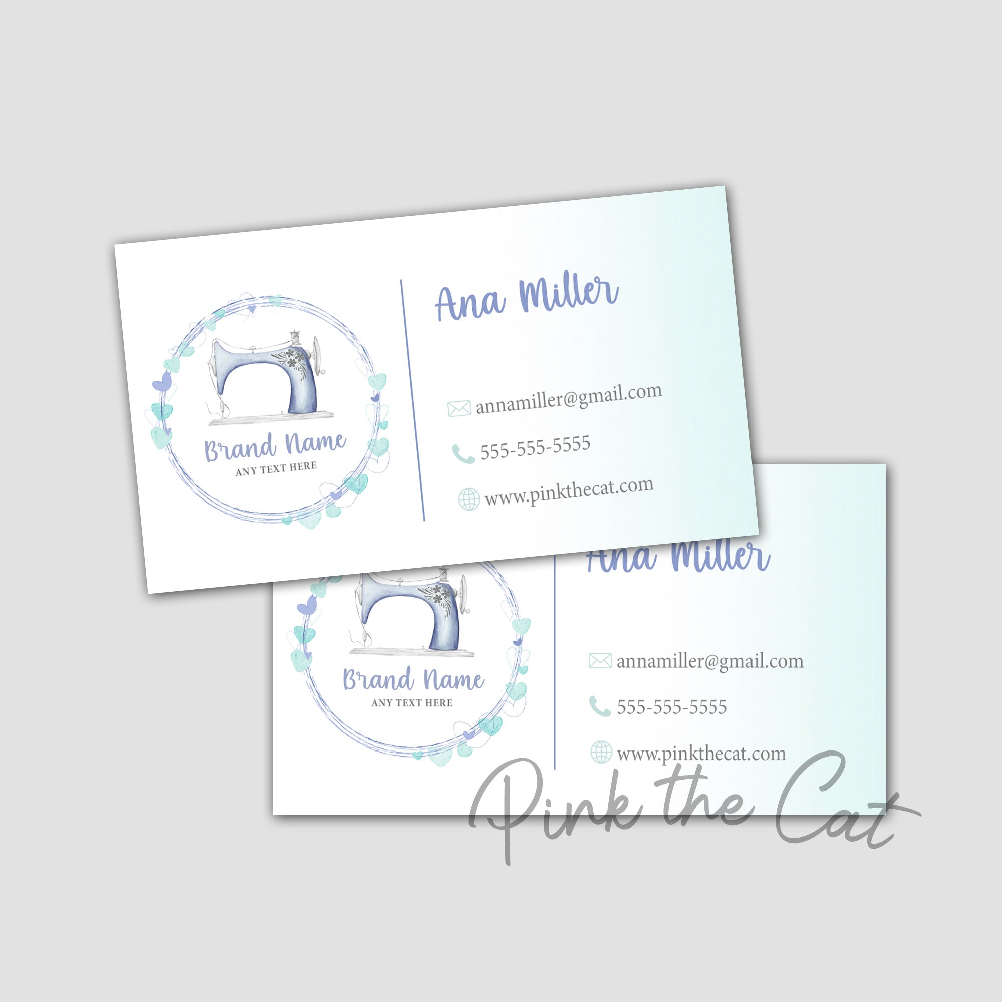 Premade hearts sewing business card