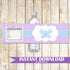 Butterfly Bottle Label Girl Birthday Baby Showe Purple Blue