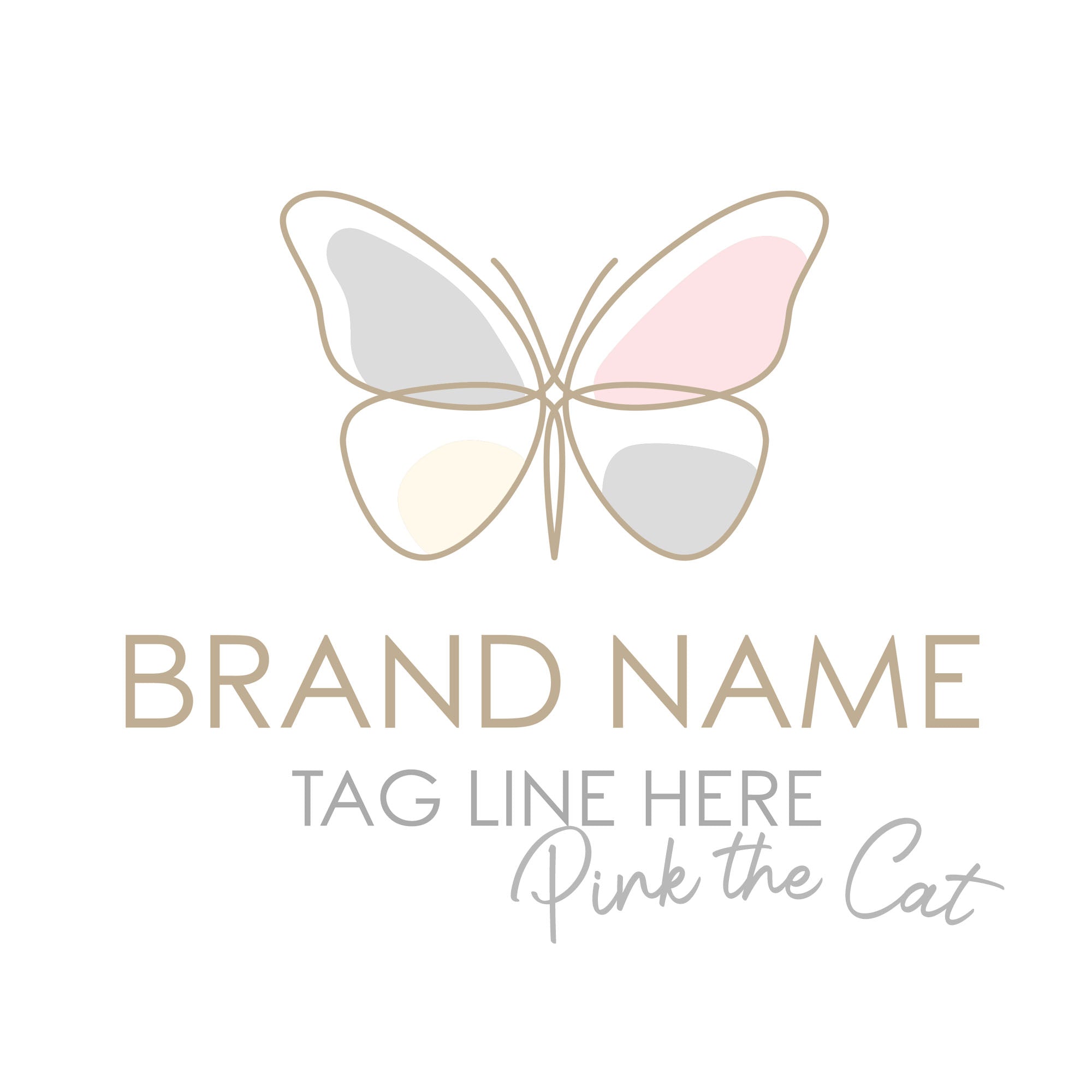 Butterfly logo design pink gold