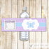 Butterfly Bottle Label Girl Birthday Baby Showe Purple Blue