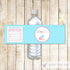 Cute Button Bottle Label Baby Shower Girl Boy Blue