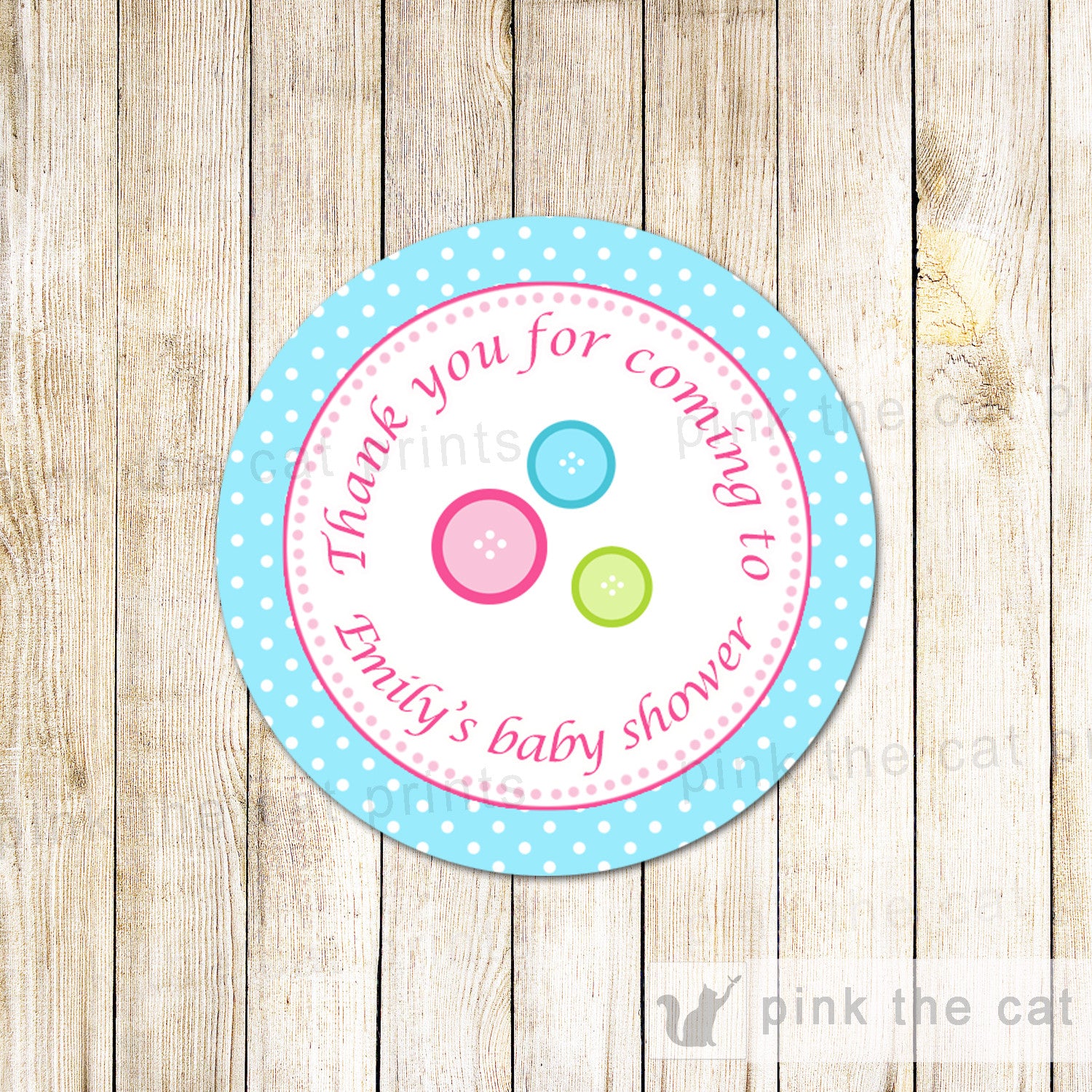 Cute Button Sticker Gift Favor Tag Label Baby Shower Blue Pink