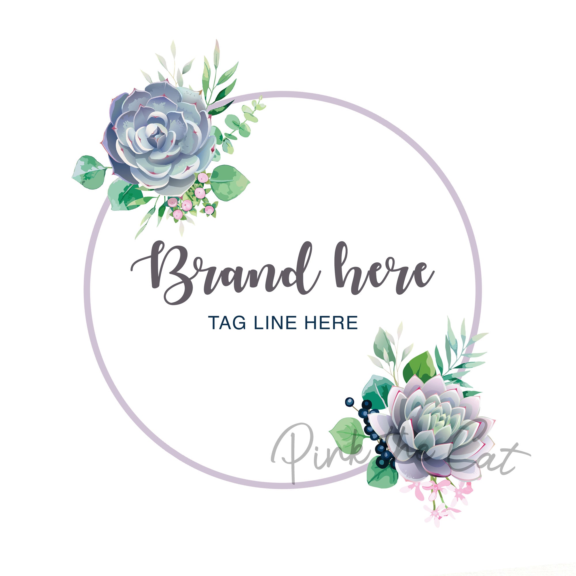 Cactus succulent logo design watercolor round