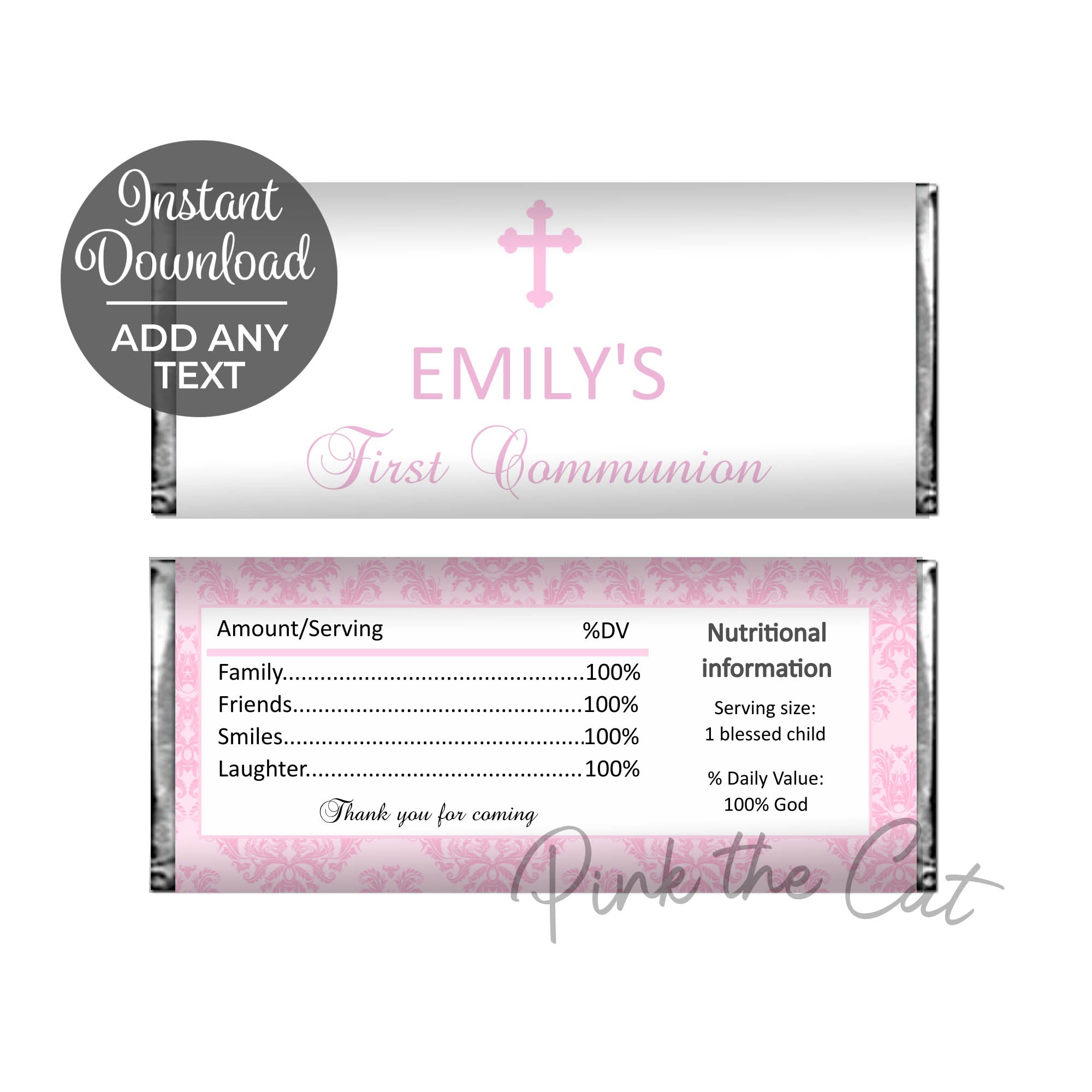 Candy wrappers girl communion or baptism