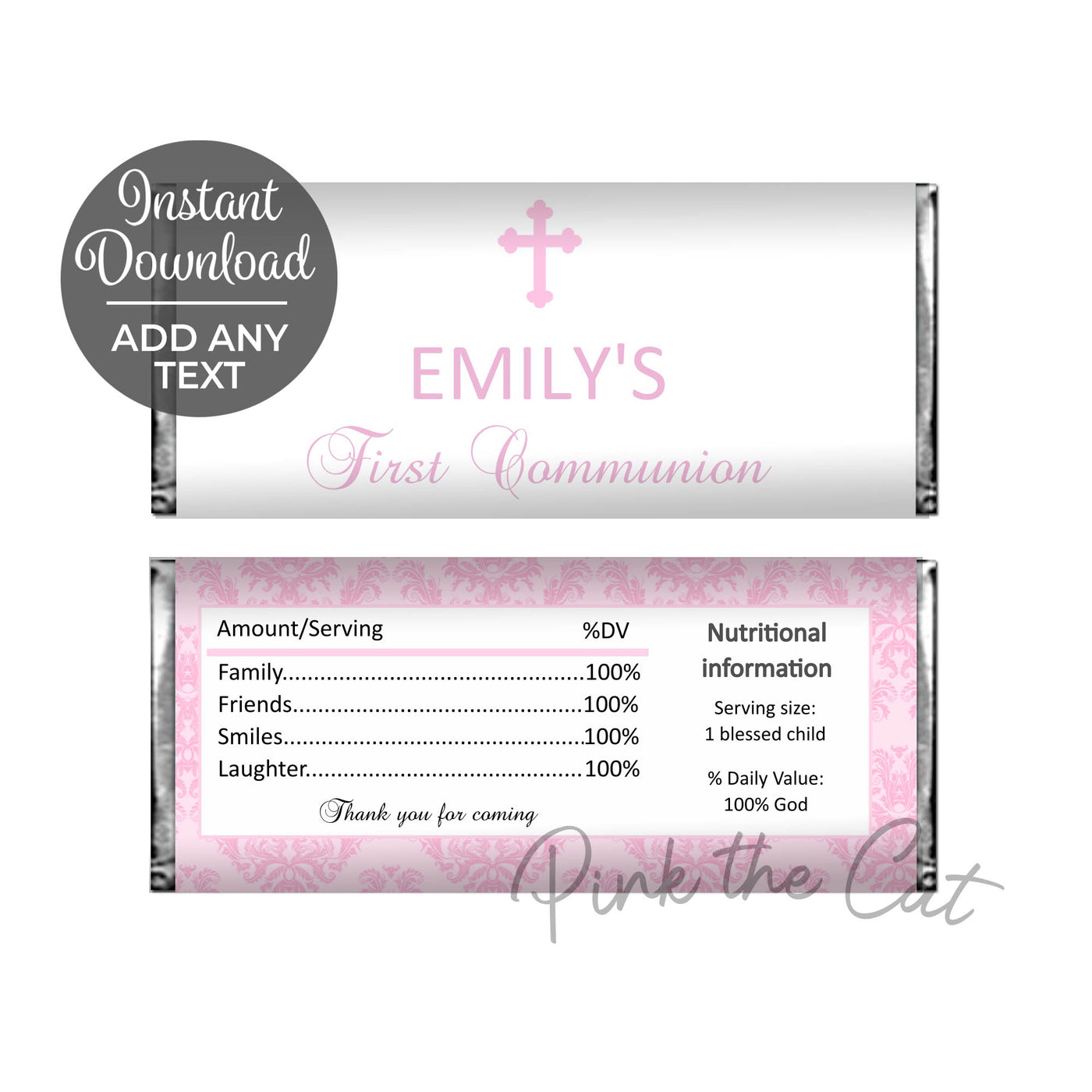 Candy wrappers girl communion or baptism printable instat download ...