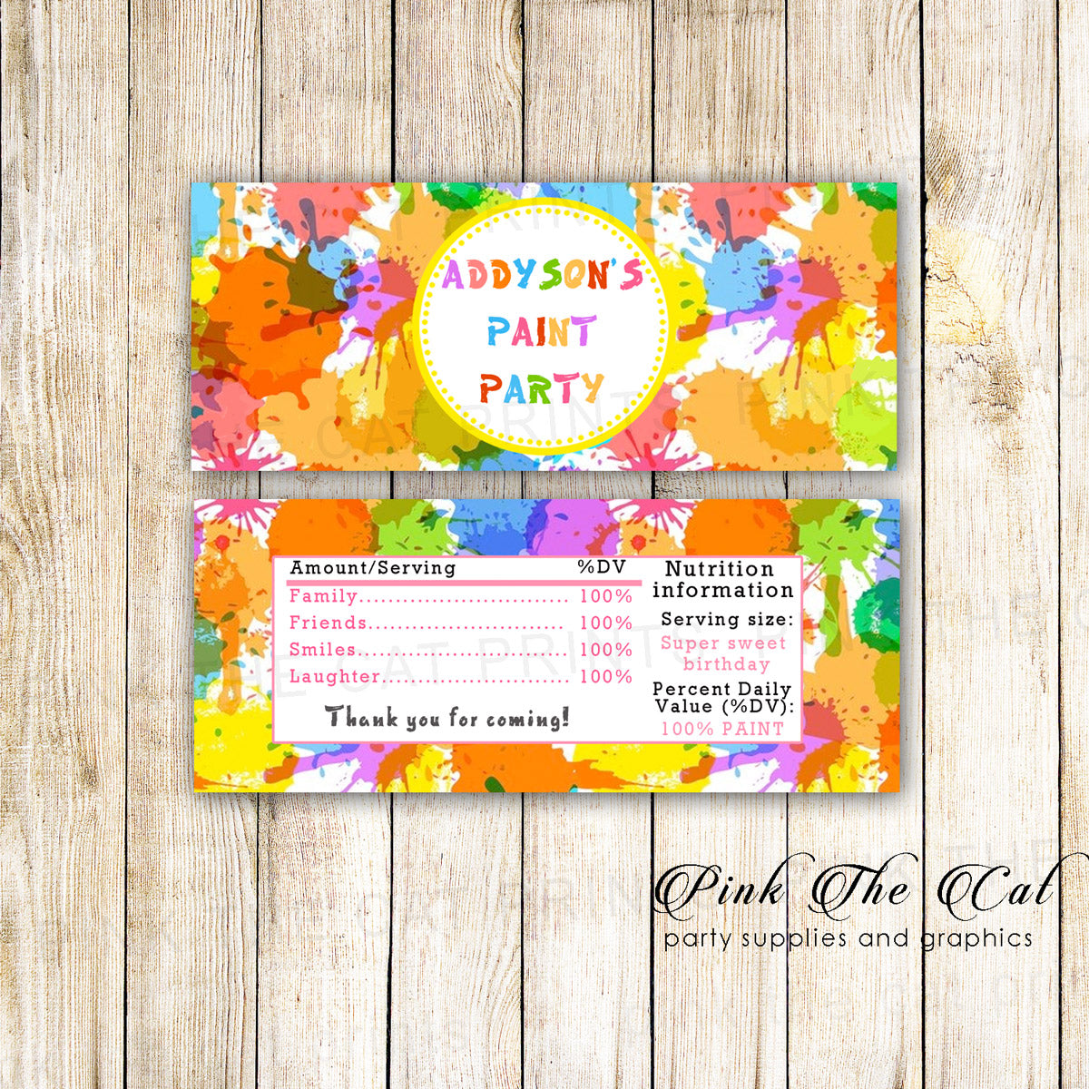 Candy Bar Wrappers Art Painting Birthday Party Printable