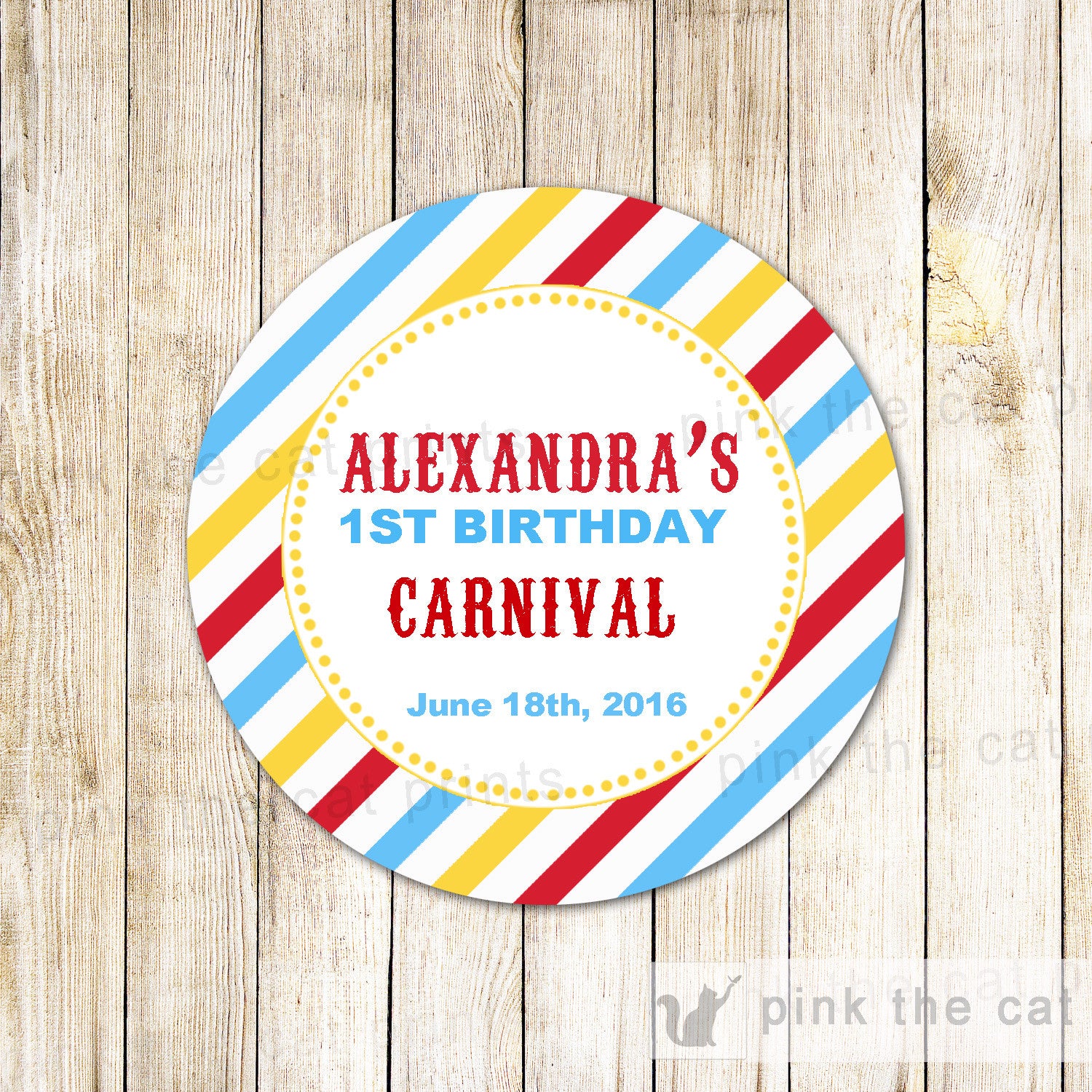 Circus Carnival Favor Label Sticker Gift Tag Baby Shower Kids Birthday 2