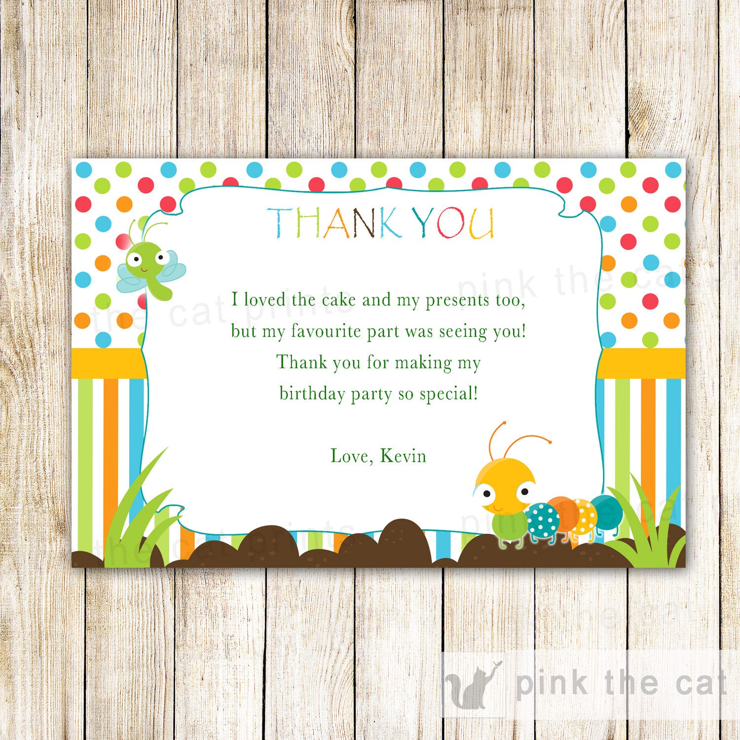 Caterpillar Thank You Card Note Boy Birthday Baby Shower