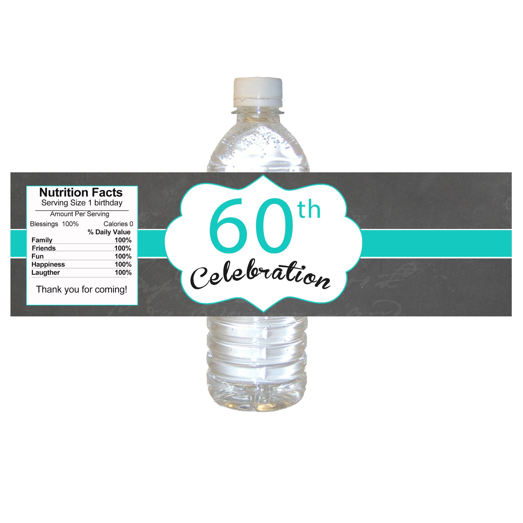 30 set 60th birthday bottle labels teal black unisex