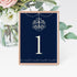 12 Table number cards chadelier navy blue