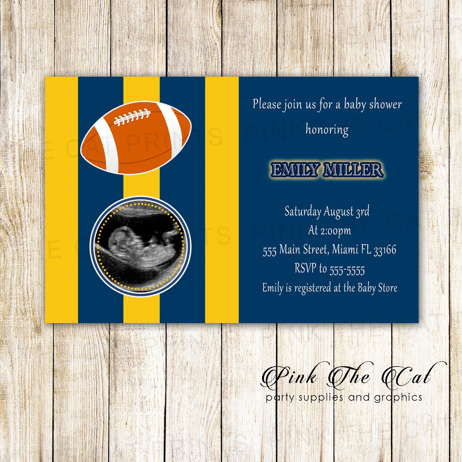 30 Baby Shower Invitations American Football With Photo 2