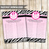 Girl Baby Name Race Card Pink Zebra Footprints Printable