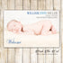 Baby Boy Birth Announcement Photo Card Blue Grey Printable