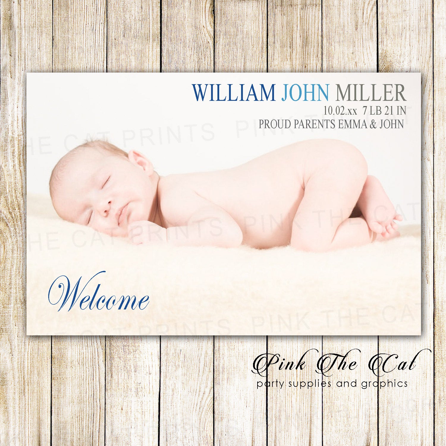 30 birth announcement photo card for boys personalized