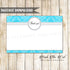 Turquoise silver damask thank you card any event printable