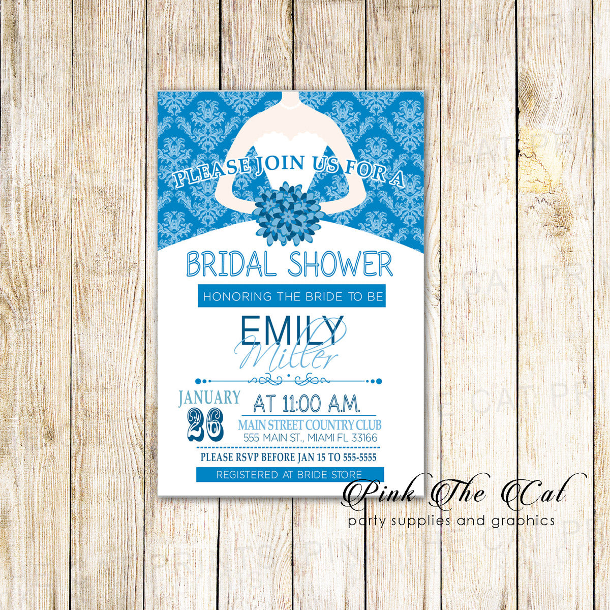 Dress Bridal Wedding Shower Invitations Robin Egg Blue Printable