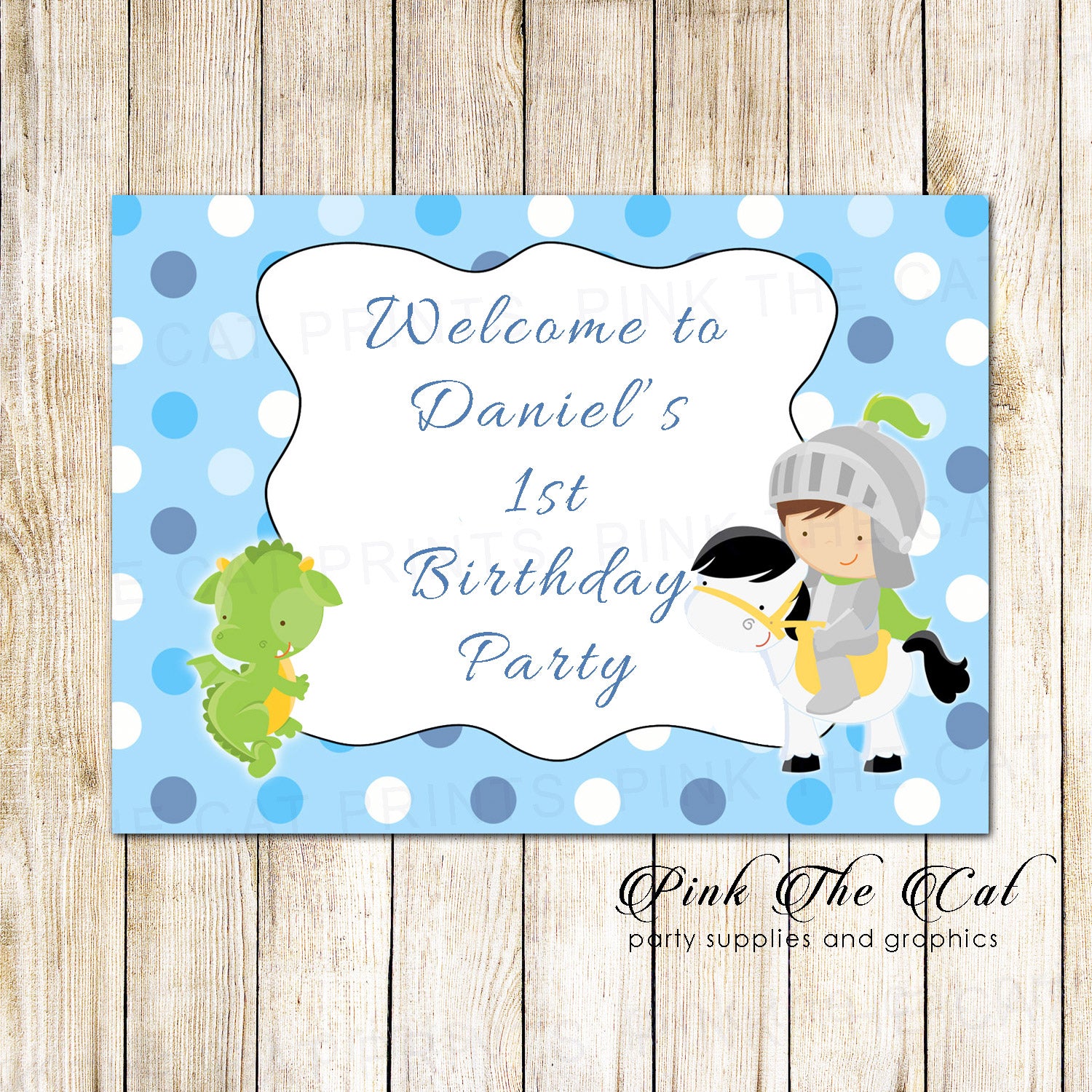 Knight Dragon Welcome Sign Birthday Baby Shower Printable