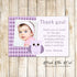 Owl Thank You Note Photo Card Purple Girl Birthday Printable