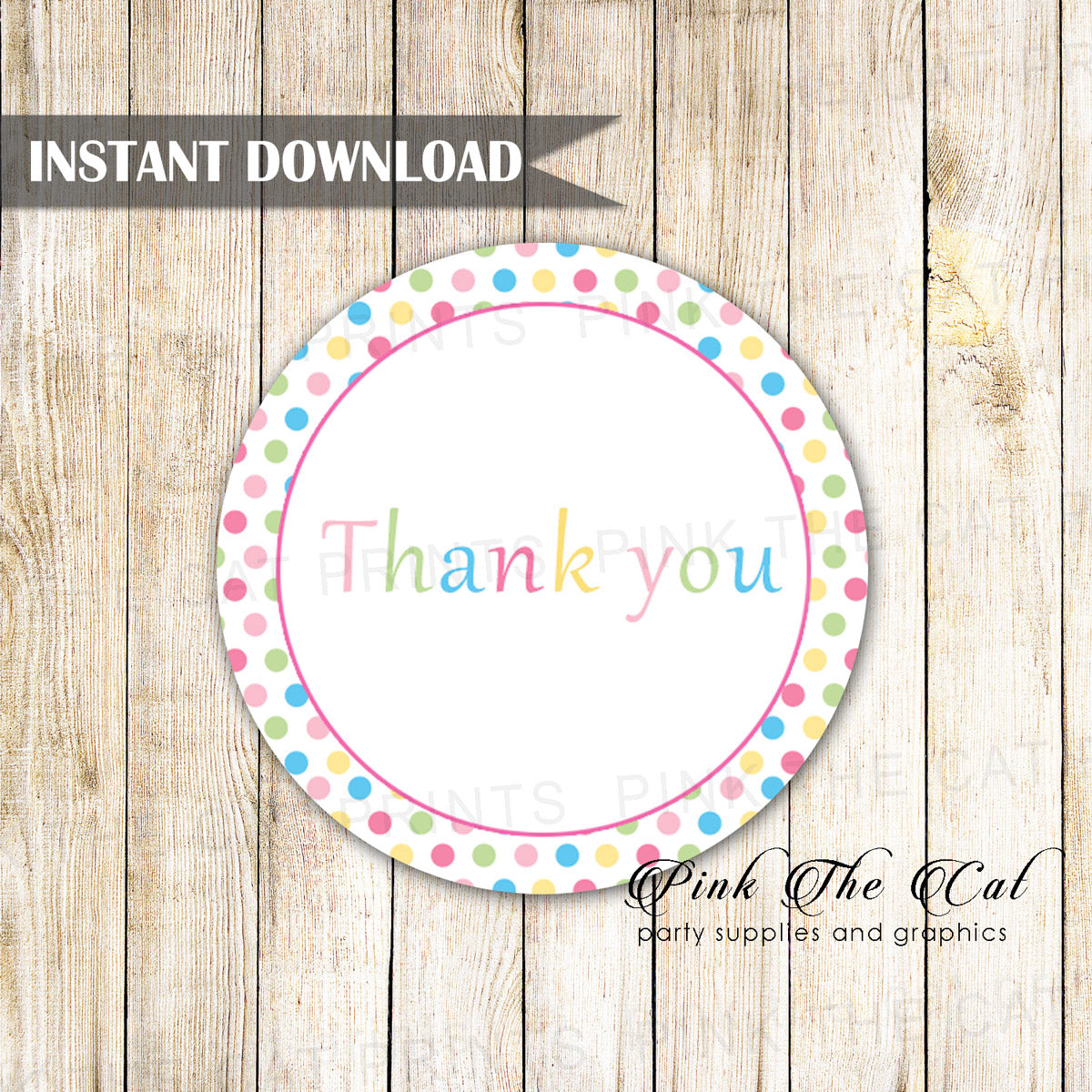 Polka Dots Thank You Tags Labels Pink Blue Birthday Baby Shower Printable
