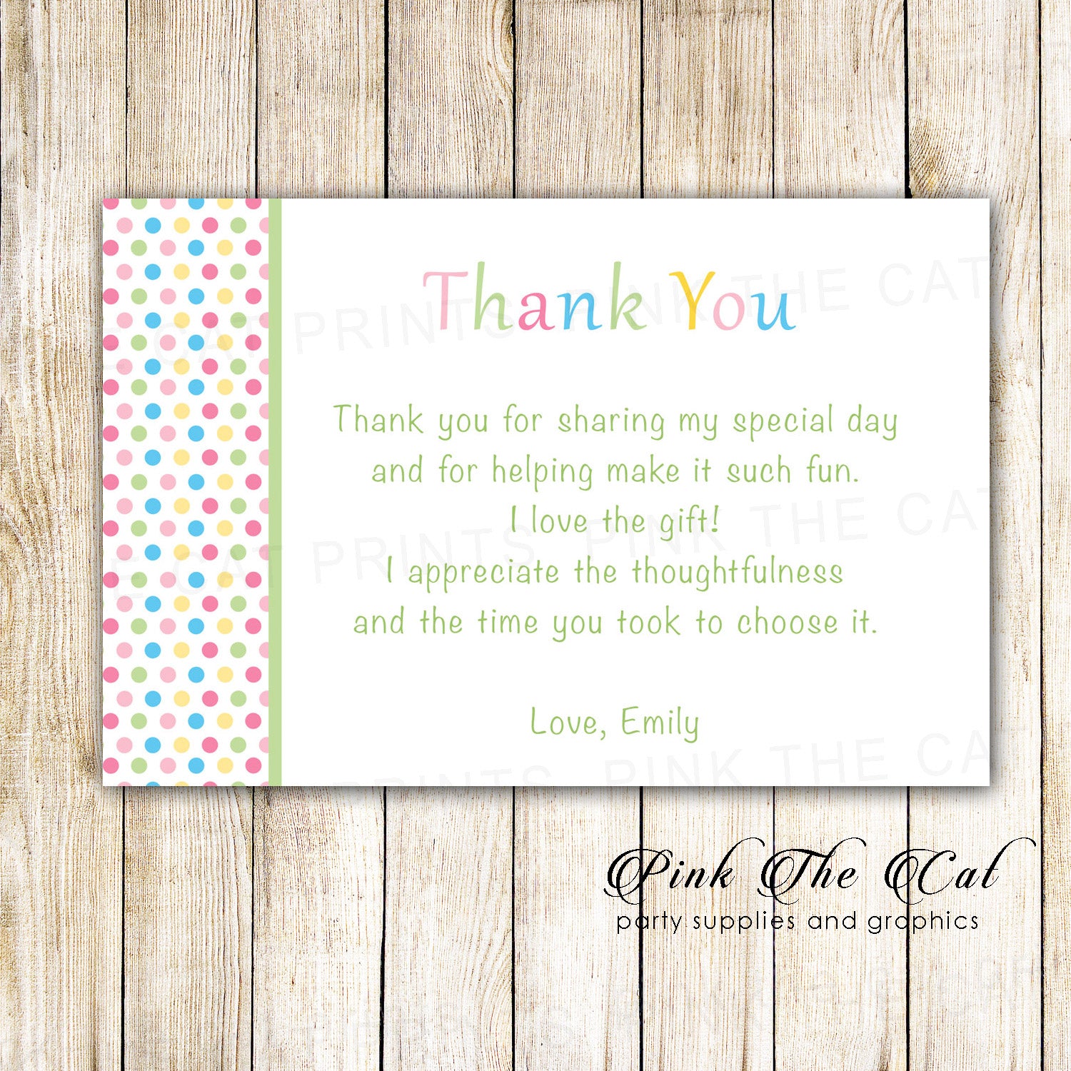 30 thank you cards pink blue green dots birthday baby shower