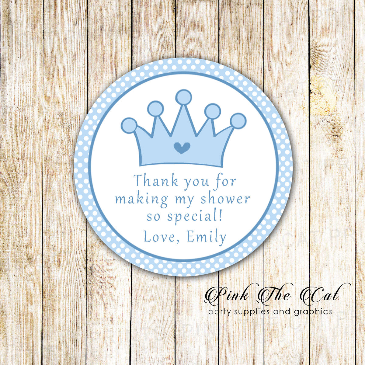  Prince Thank You Tag Favor Sticker Label Birthday Baby Shower