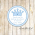  Prince Thank You Tag Favor Sticker Label Birthday Baby Shower
