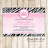 30 Invitations Princess Diva Pink Black Zebra Baby Shower