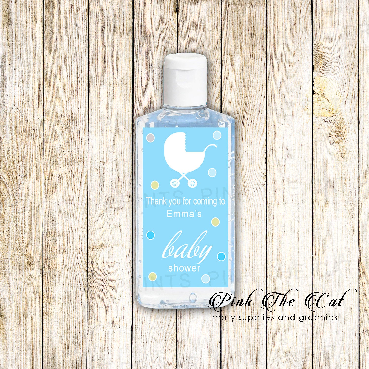 Blue Green Stroller Hand Sanitizer Labels Baby Boy Shower