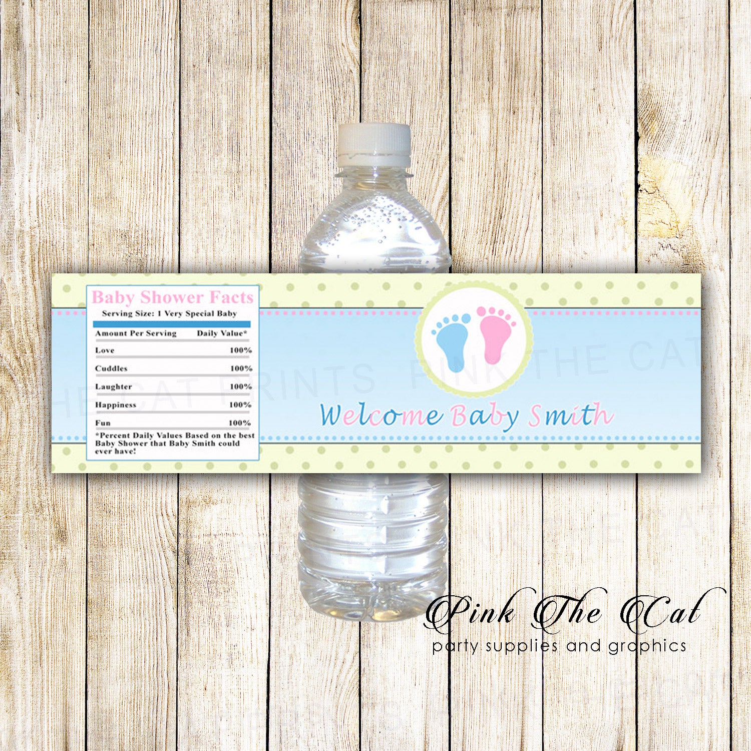 30 Bottle Labels Pink Blue Baby Shower Gender Reveal