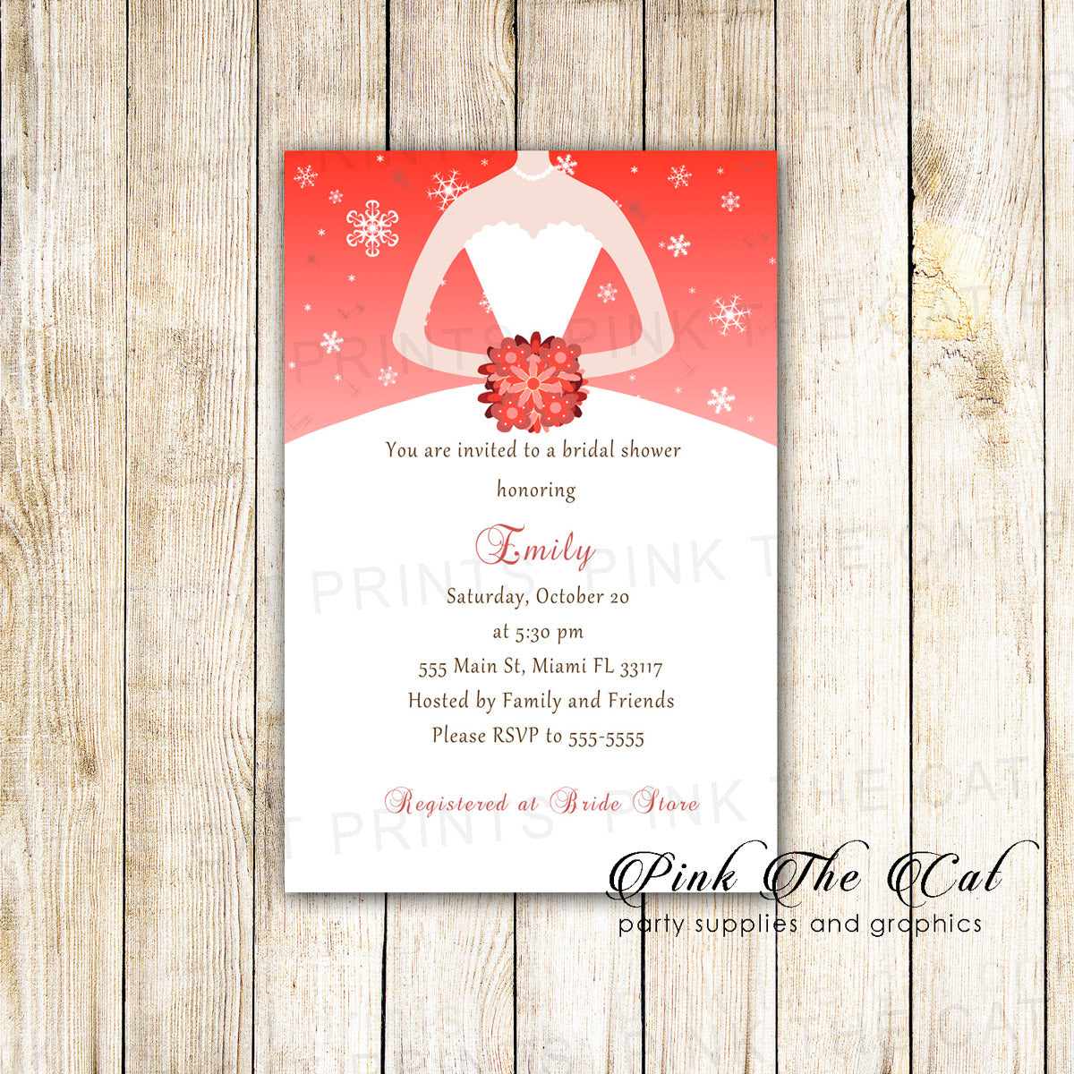 30 invitations winter bridal wedding shower christmas red