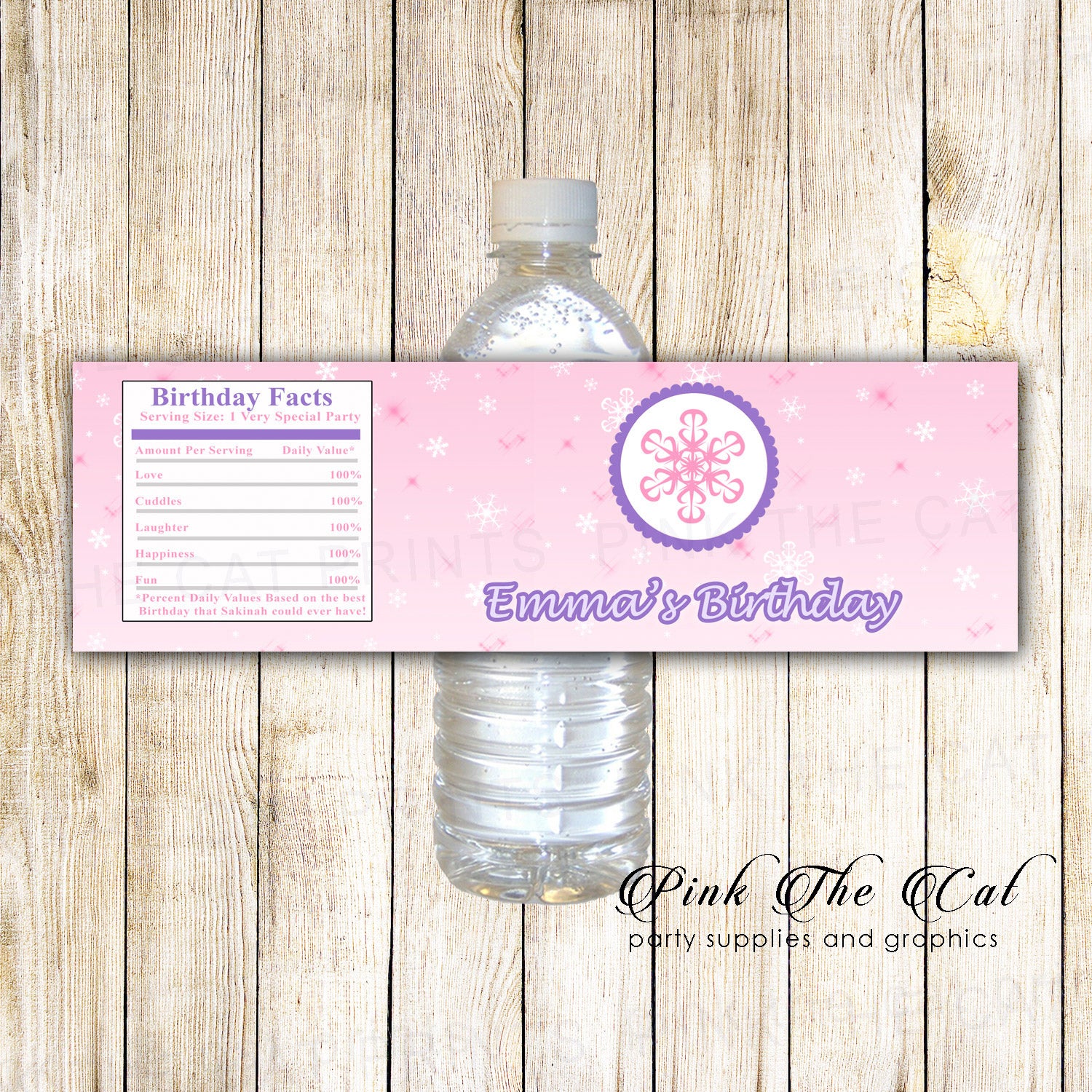 Winter Purple Pink Bottle Label Birthday Baby Shower