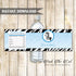 Blue Zebra Baby Shower Birthday Bottle Label Printable