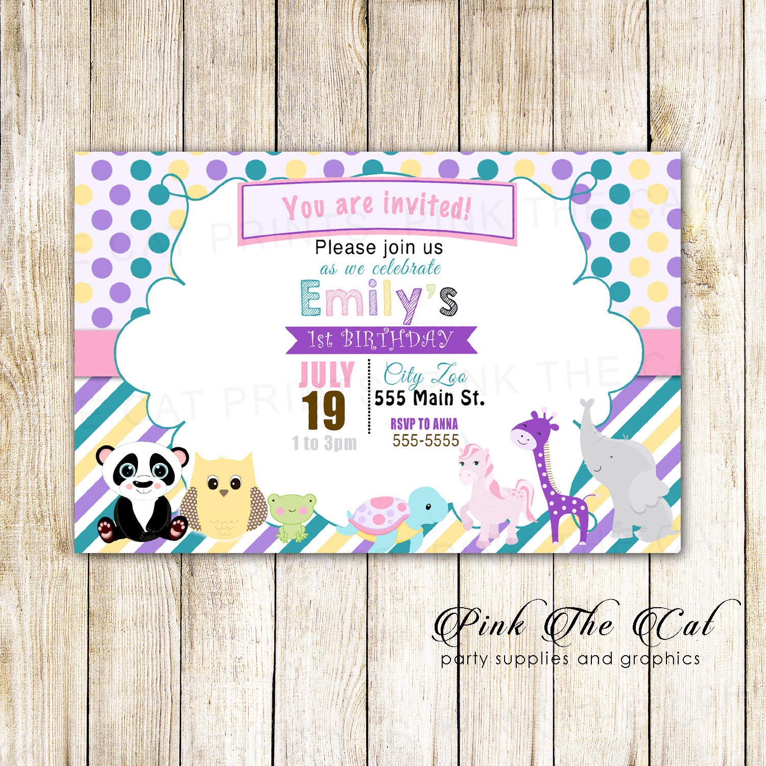 Animals Birthday Invitation Girl Birthday Printable