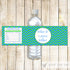 Wedding Bridal Shower Bottle Labels Blue Green Chevron