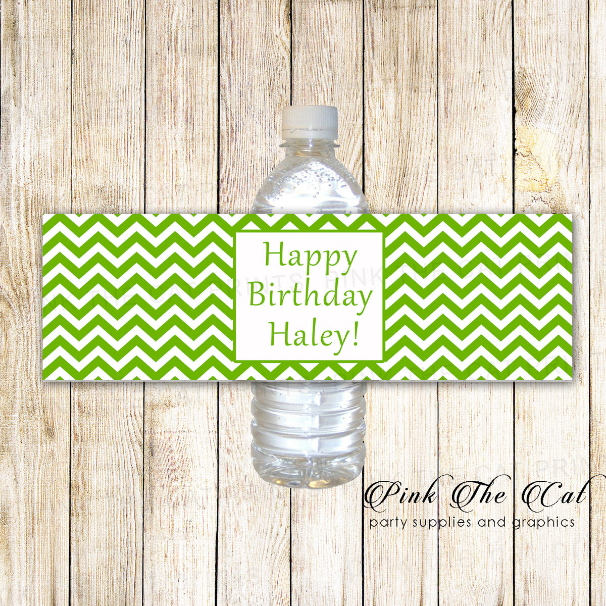 Green Chevron Bottle Label Birthday Baby Shower