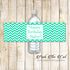 30 Bottle Labels Mint Green Chevron Birthday Baby Shower