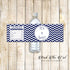 Navy Blue White Baby Boy Shower Bottle Label Printable