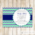 Navy Blue Green Invitation Birthday Bridal Baby Shower