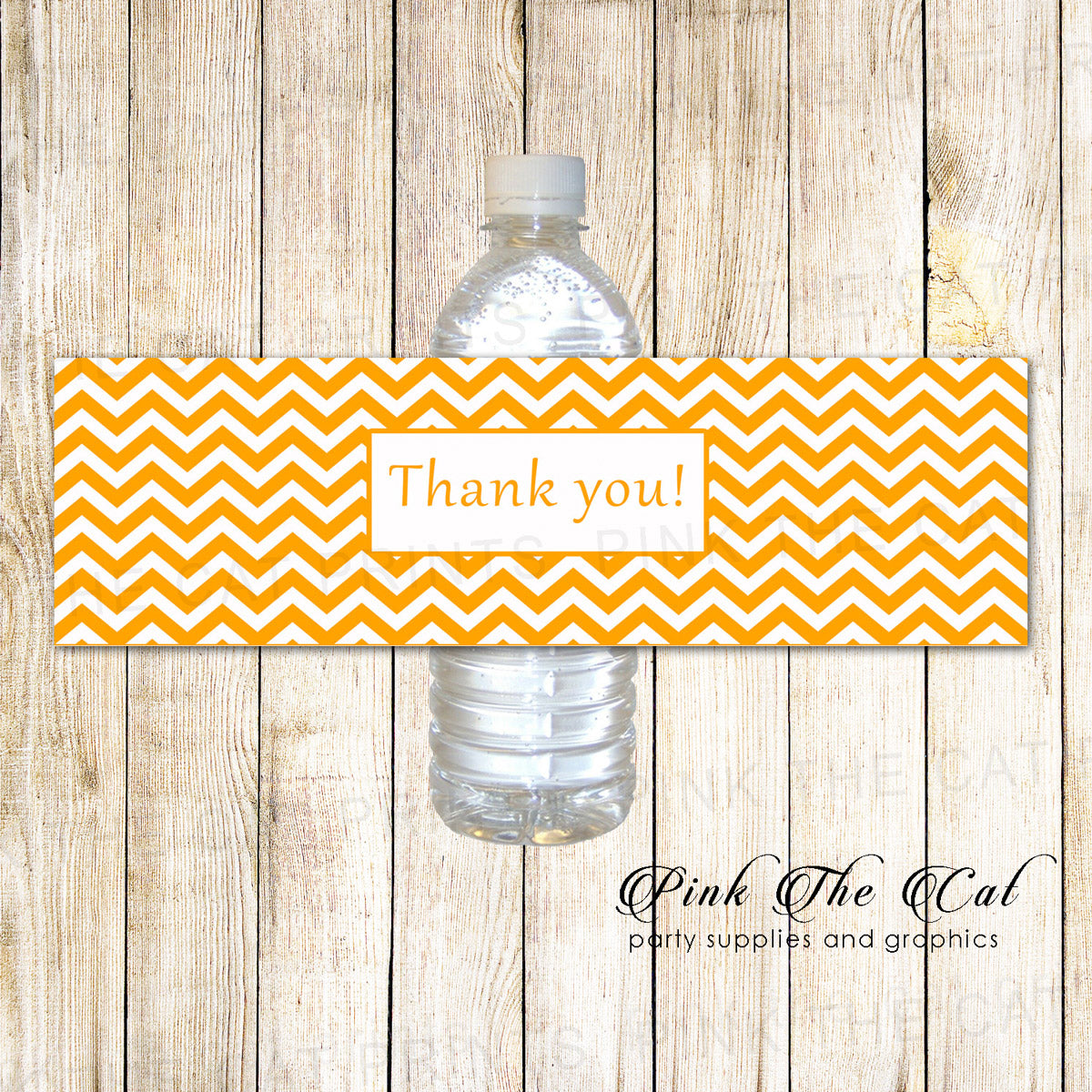 30 Bottle Labels Orange Chevron Birthday Baby Shower