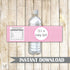 Baby Girl Shower Bottle Labels Pink Grey Chevron
